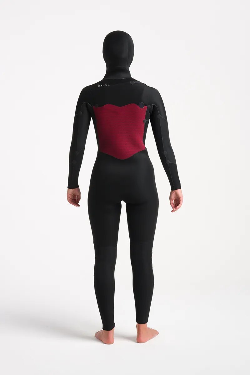 C-Skins Womens Solace 5/4 Hooded 2024 Wetsuit Black x Saffron-3